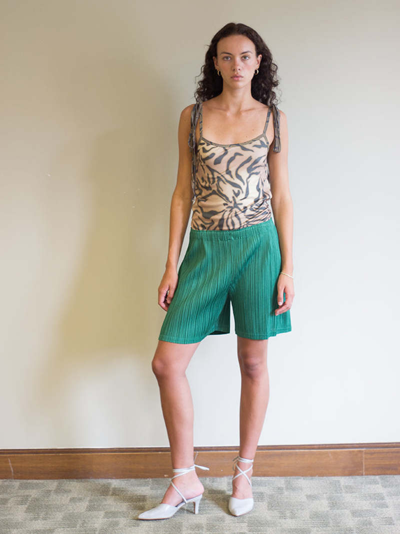 Issey Miyake Wide Pleat Short - Green | Garmentory