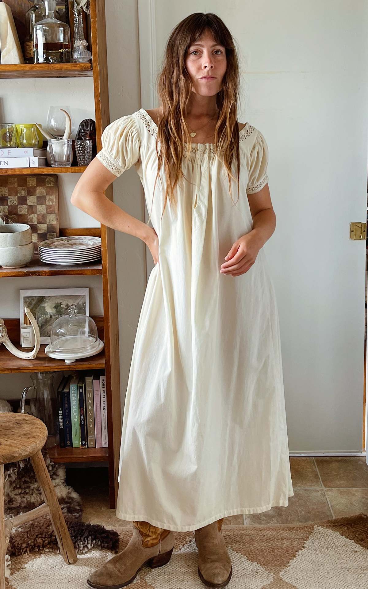 Antique Puff Sleeve Cotton Dress | Garmentory