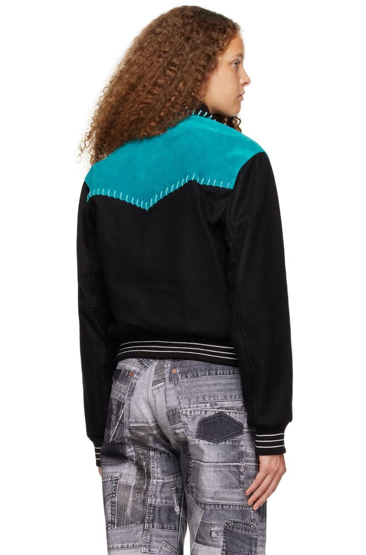 ANDERSSON BELL Black & Blue New Margo Western Varsity Jacket