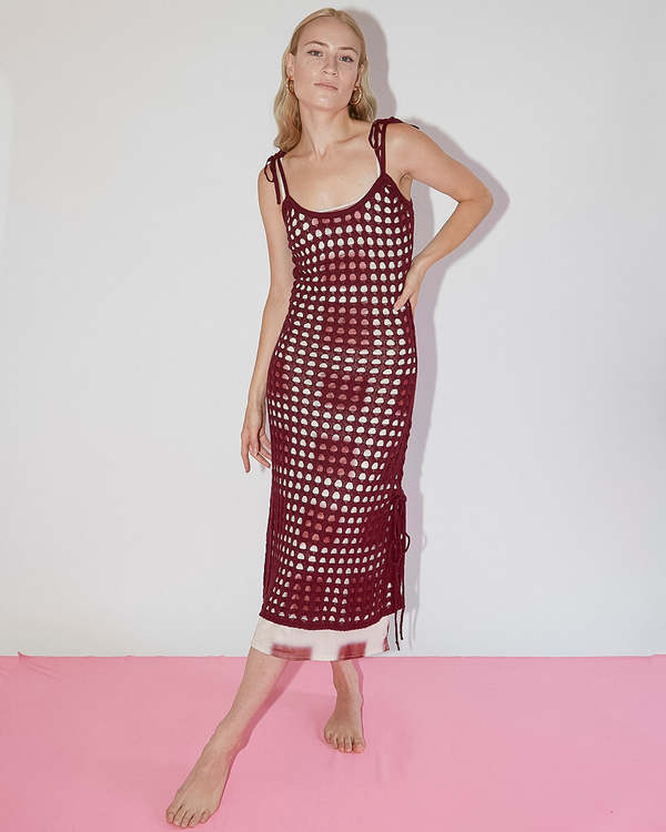knee length dresses for ladies Merlot Midi Dress main image 1