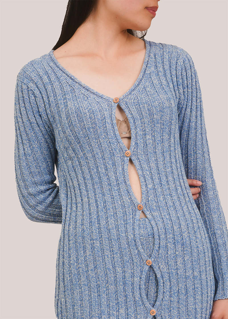Baserange Loulou Cardigan - Blue Melange | Garmentory