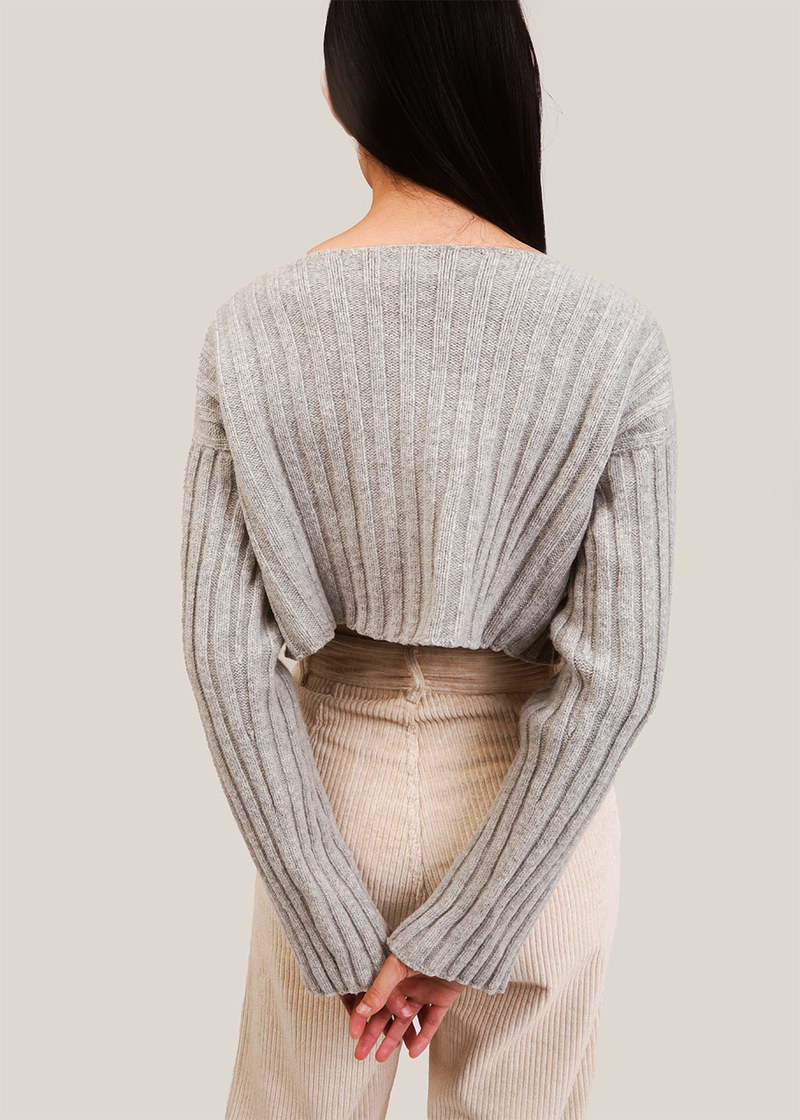 トップス BASERANGE - MACAU SWEATER GREY MELANGE Baserange Gray Macau Sweater Baserange
