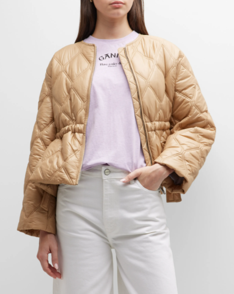 Ganni Shiny Quilt Jacket - Tanin | Garmentory