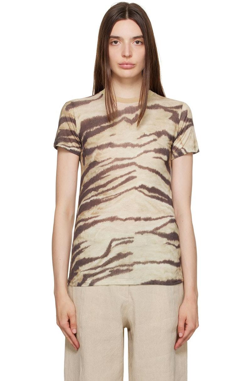 Baserange Beige & Brown Tiger T-Shirt - Tiger Print | Garmentory