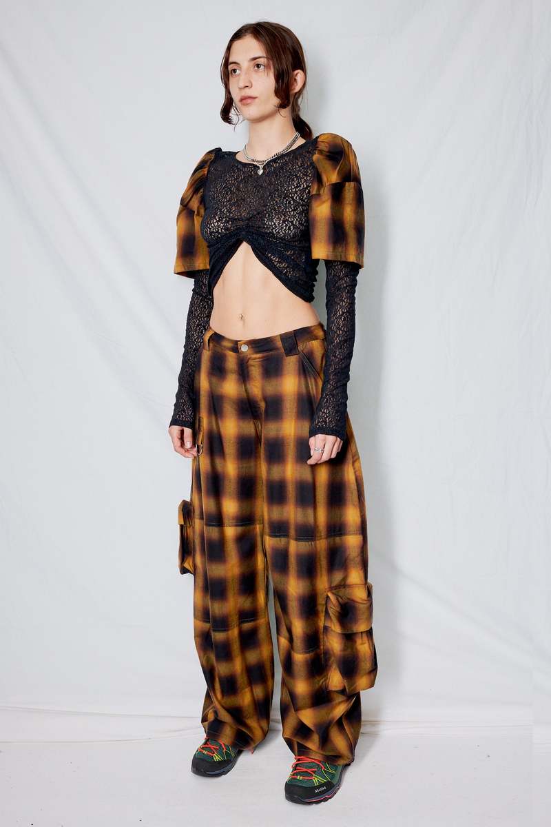 Collina StradaCotton Flannel Lawn Cargo Pant - Brown Check