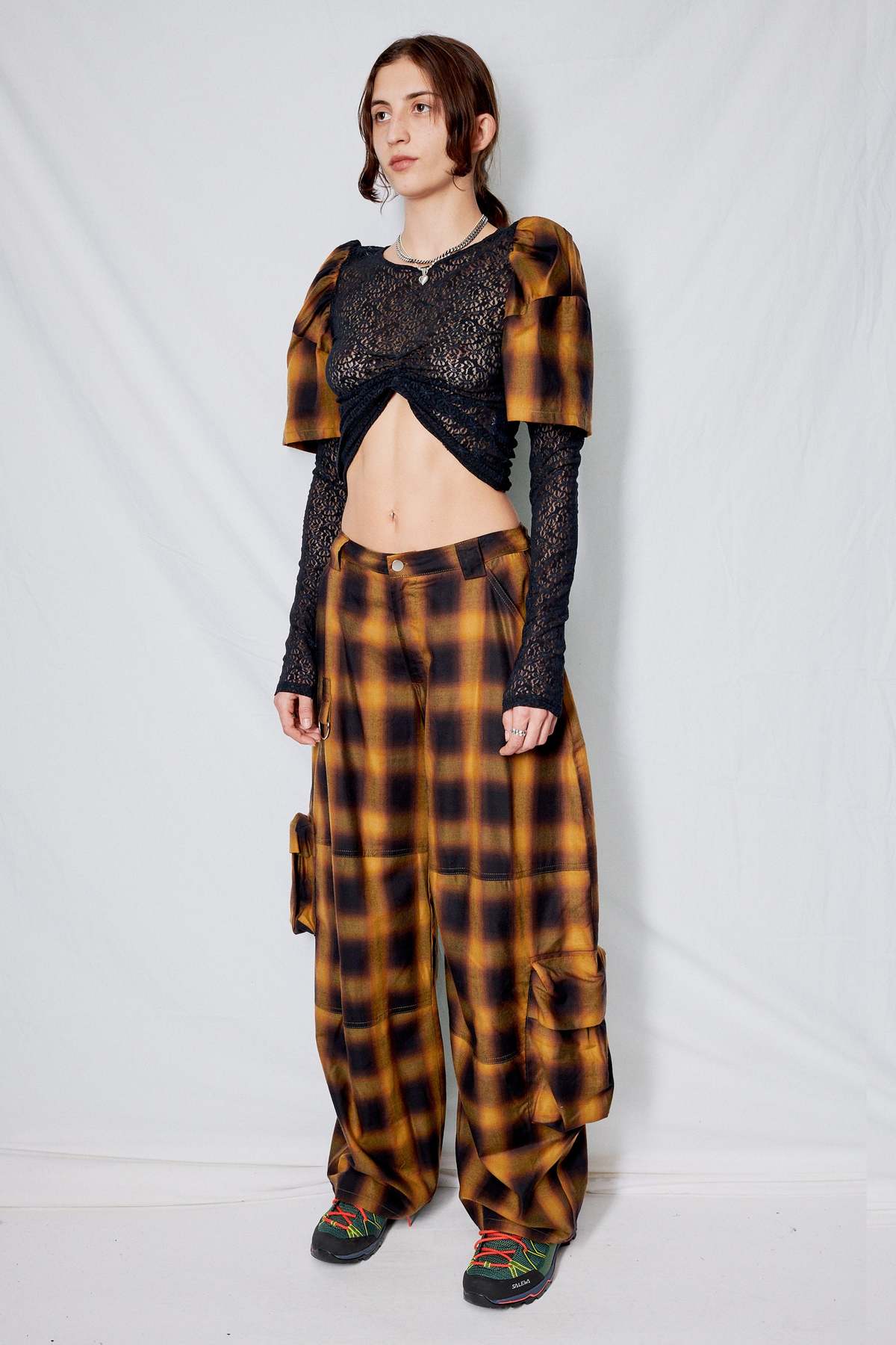 Collina StradaCotton Flannel Lawn Cargo Pant - Brown Check - Image 3 of 4