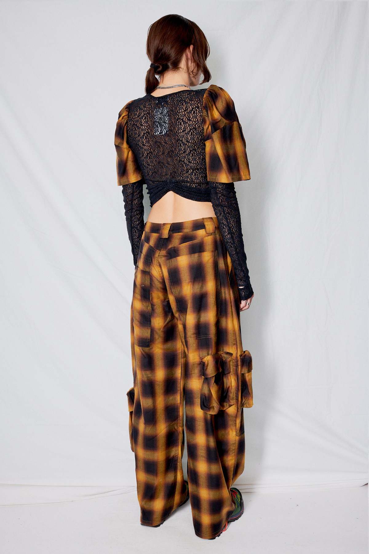 Collina StradaCotton Flannel Lawn Cargo Pant - Brown Check - Image 4 of 4