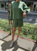 Le Bon Shoppe Flared Basketball Shorts - Basil - Thumbnail 1