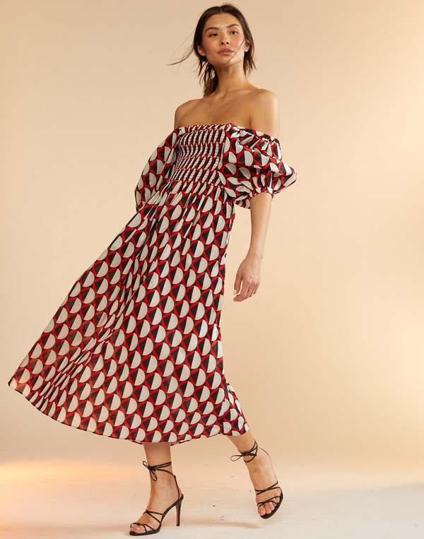cynthia rowley red dress Red and Pink Floral Saratoga Cotton Dress