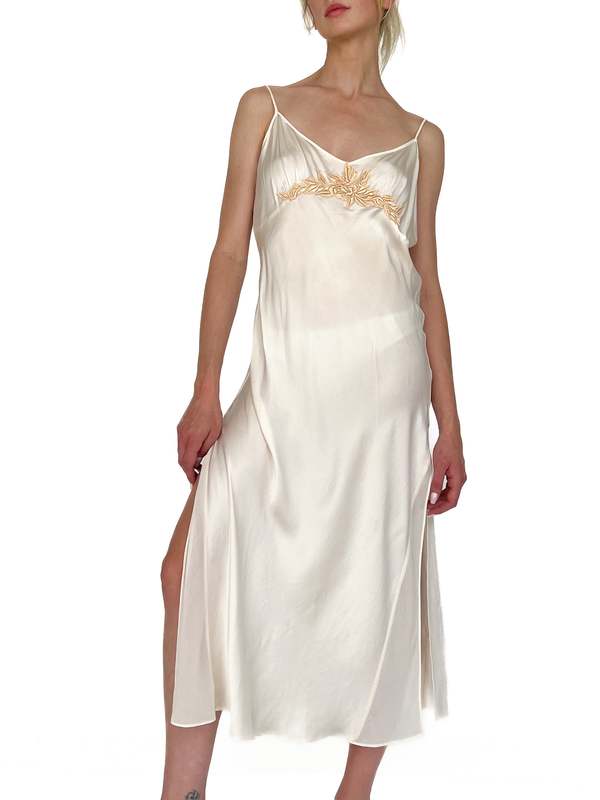 embroidered satin slip dress POPPY SATIN VISCOSE SLIP DRESS – Velvet by Graham & Spencer main image 1