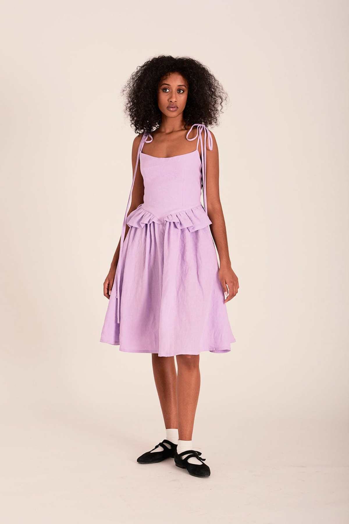 knee length dresses for ladies Charlotte Lilac Linen Dress main image 0