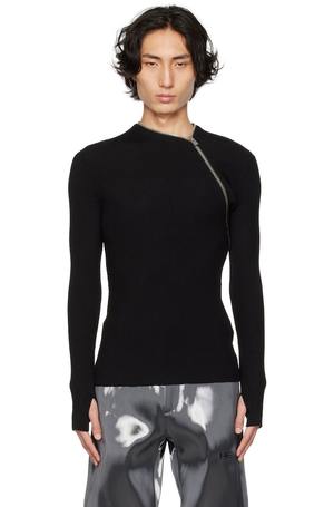 トップス HELIOT EMIL DOUBLE ZIP CREWNECK 21aw Heliot Emil Tied Zip Sweater - Black | Garmentory