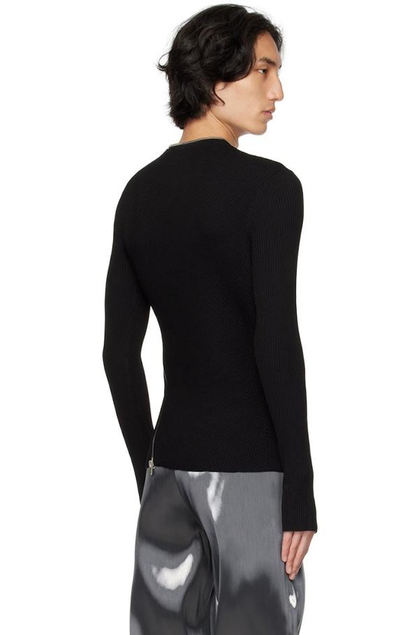 トップス HELIOT EMIL DOUBLE ZIP CREWNECK 21aw Heliot Emil Tied Zip Sweater - Black | Garmentory