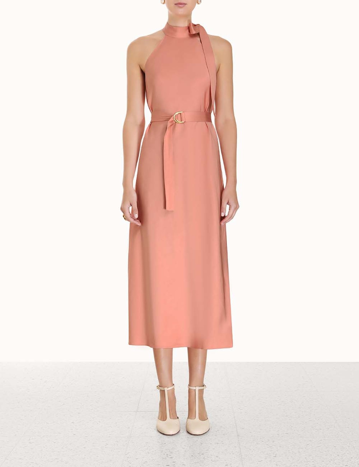 knee length dresses for ladies Zimmermann Daylight Twist Midi Dress | Cream/Black