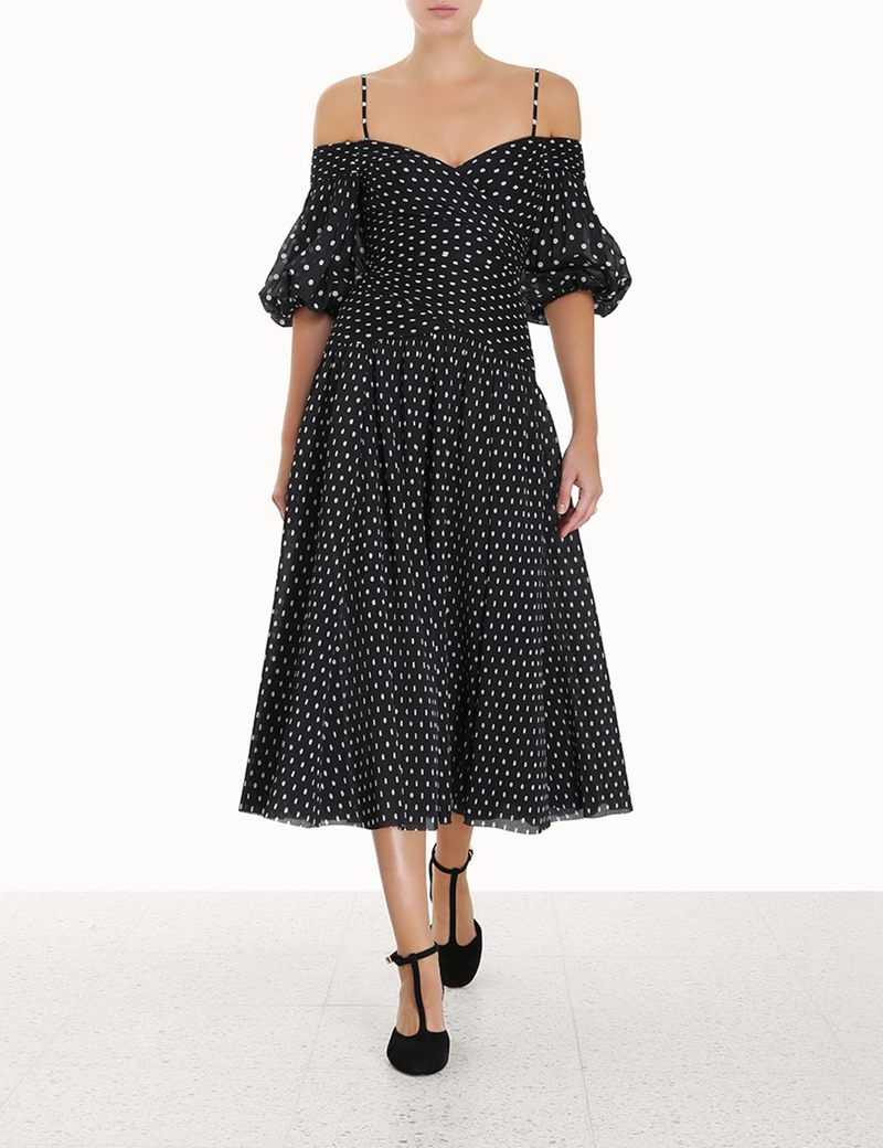 zimmermann pleated midi dress navy Zimmermann - Pleated Midi Dress in Navy