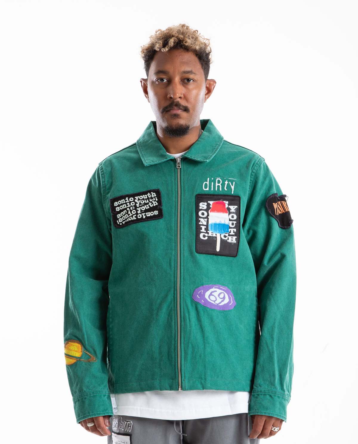 PLEASURES X Sonic Youth Work Jacket - Green | Garmentory
