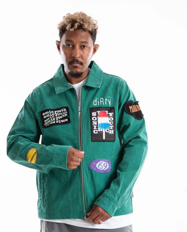 PLEASURES X Sonic Youth Work Jacket - Green | Garmentory