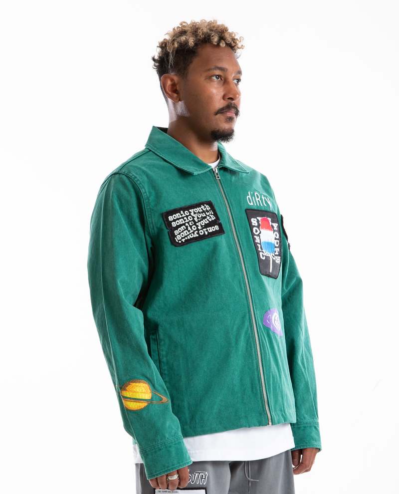 PLEASURES X Sonic Youth Work Jacket - Green | Garmentory