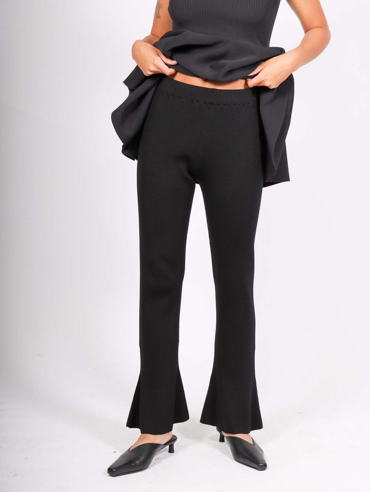 CFCL Cupro Rib Pants 2 - Black | Garmentory