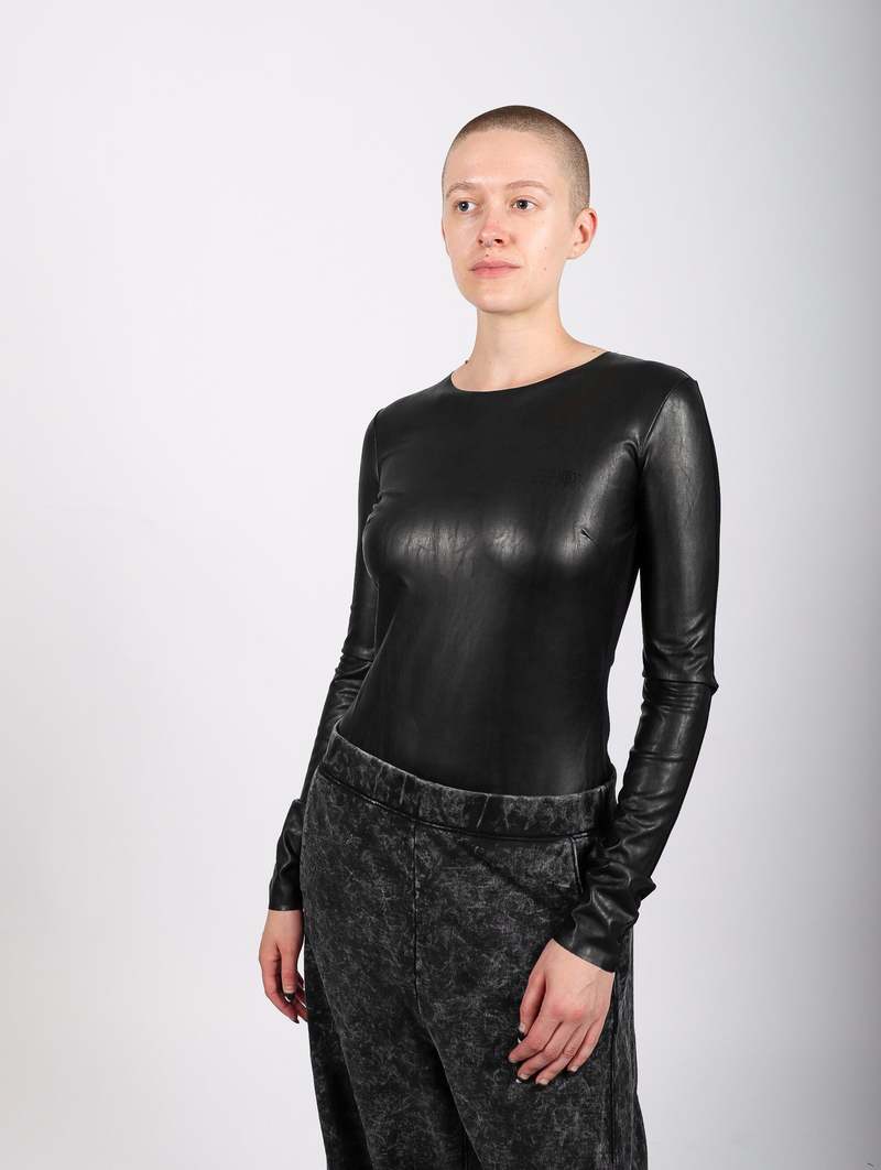 MM6 Maison Margiela ブラック レオタード MM6 Maison Margiela Leather Split Bodysuit - Black | Garmentory