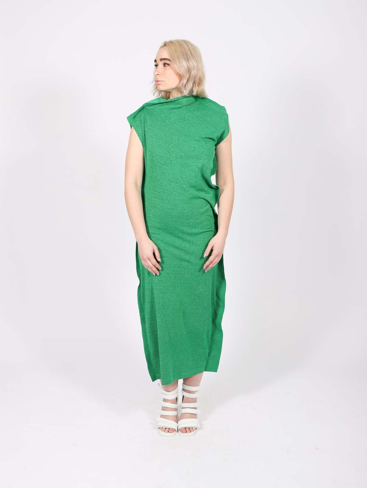 Issey Miyake Rim Jersey Dress- Green | Garmentory Issey Miyake Rim Jersey Dress- Green | Garmentory