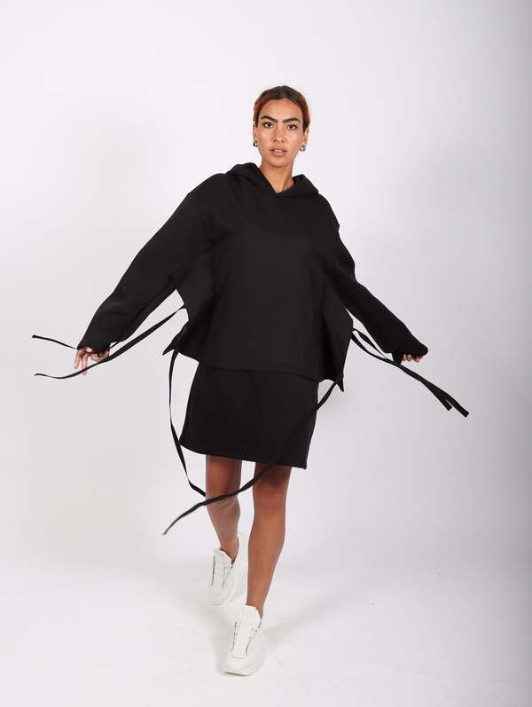 MM6 Maison Margiela Sweatshirt Mini Dress - Black | Garmentory