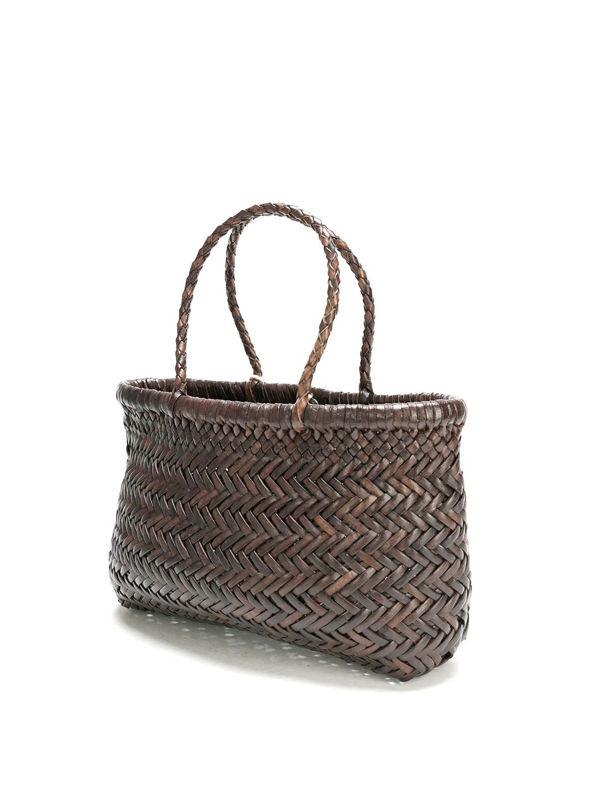 トートバッグ [Dragon Diffusion] Mini Flat Gora Dark Brown Dragon Diffusion - Mini Flat Gora Dark Brown Woven Leather Bag