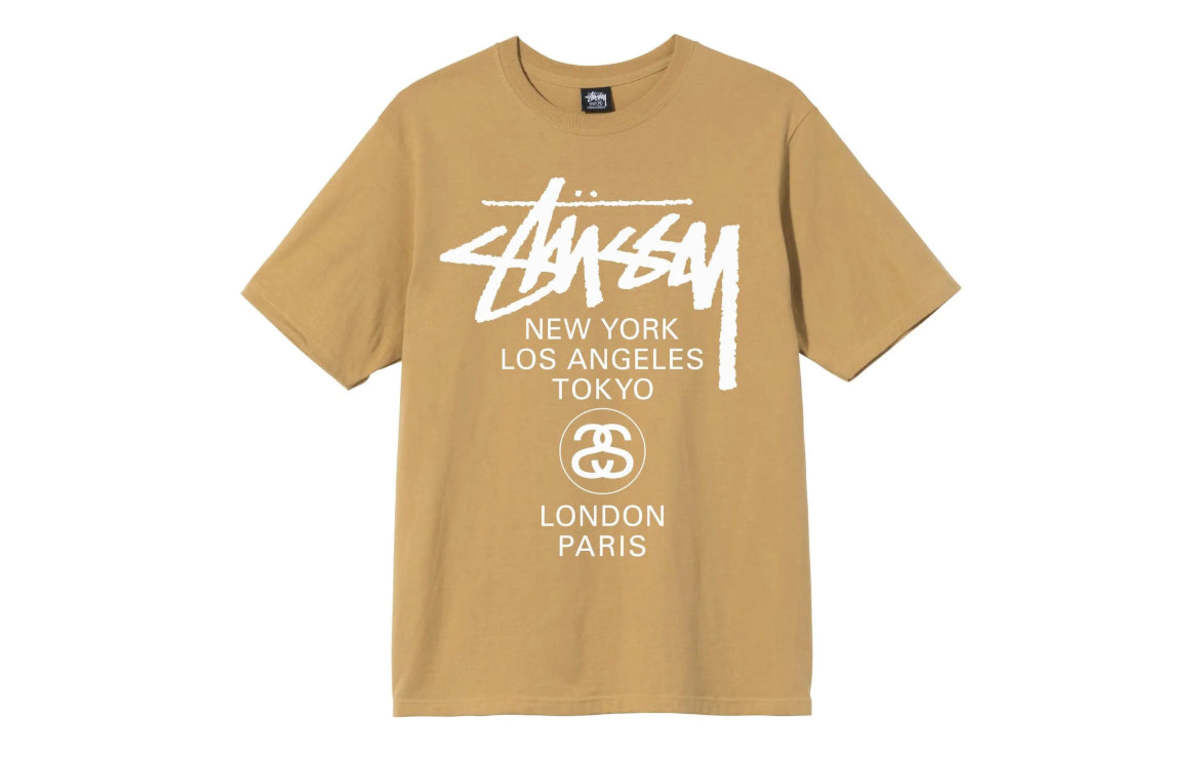Stussy World Tour Tee Shirt - Khaki | Garmentory