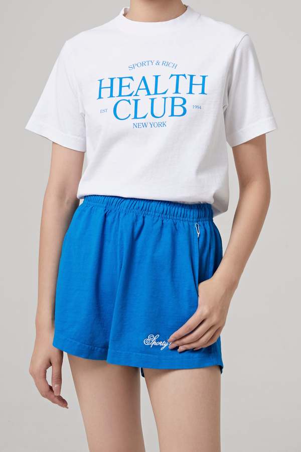 Sporty Rich Health Club T Shirt - White/Royal Blue | Garmentory