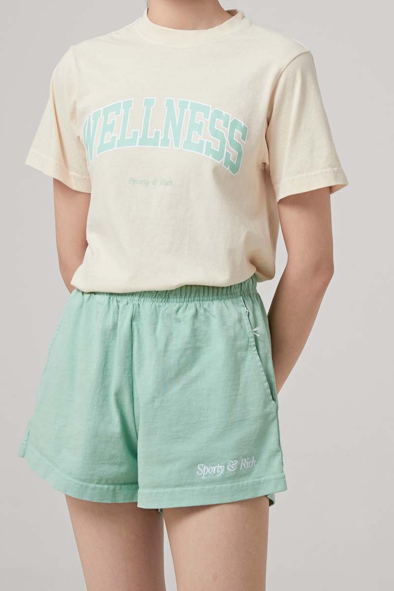 ★Sporty & Rich★ Wellness Ivy Short Sleeve T-Shirt Cream TS WELLNESS-IVY-TSHIRT-CREAM-1.