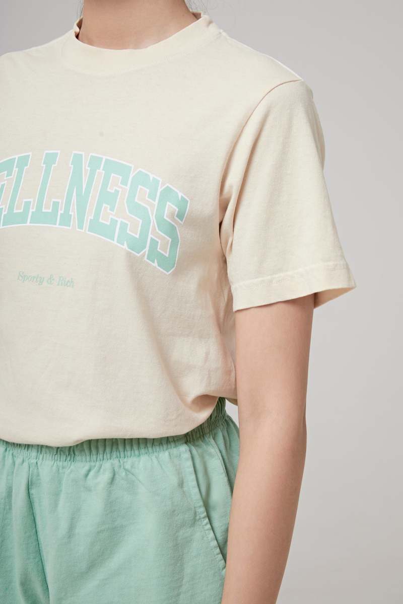 ★Sporty & Rich★ Wellness Ivy Short Sleeve T-Shirt Cream TS WELLNESS-IVY-TSHIRT-CREAM-1.