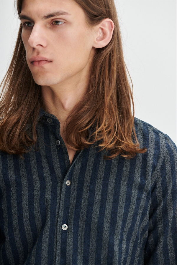 Delikatessen Finest Boucle Cotton Feel Good Shirt - Stripe