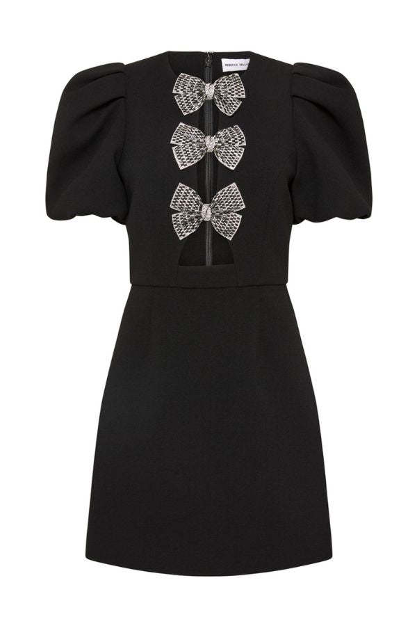 rebecca vallance yvonne bow mini dress Buy Rebecca Vallance Black Yvonne Embellished-bow Mini Dress in Crpe For Women Online