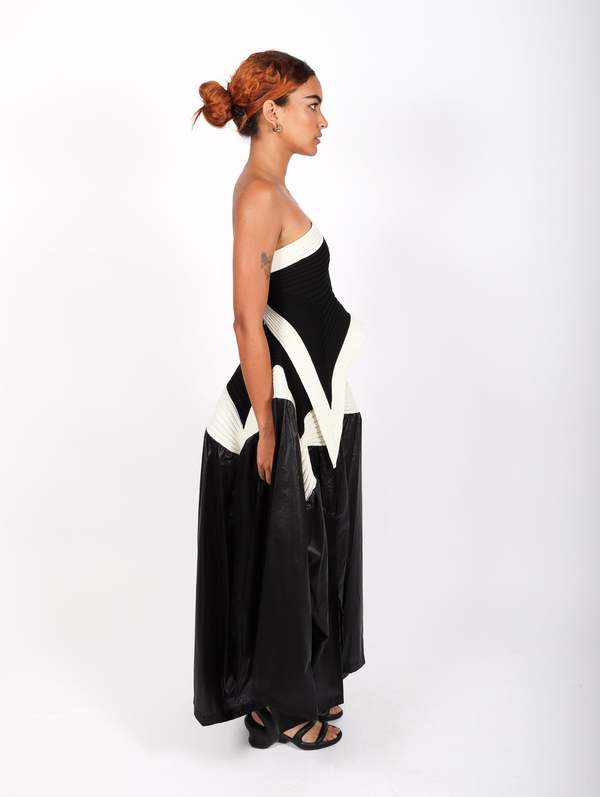 Issey Miyake Square Scheme Skirt - Black/White