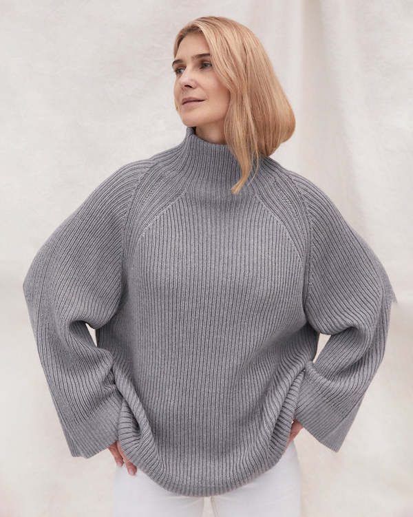 The Knotty Ones Milda Merino Wool Sweater - Grey | Garmentory