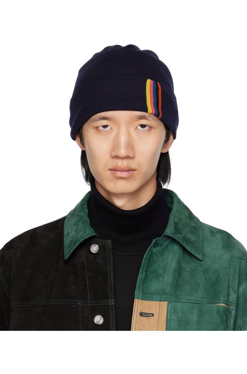 PAUL SMITH Artist Stripe Beanie Navy Garmentory