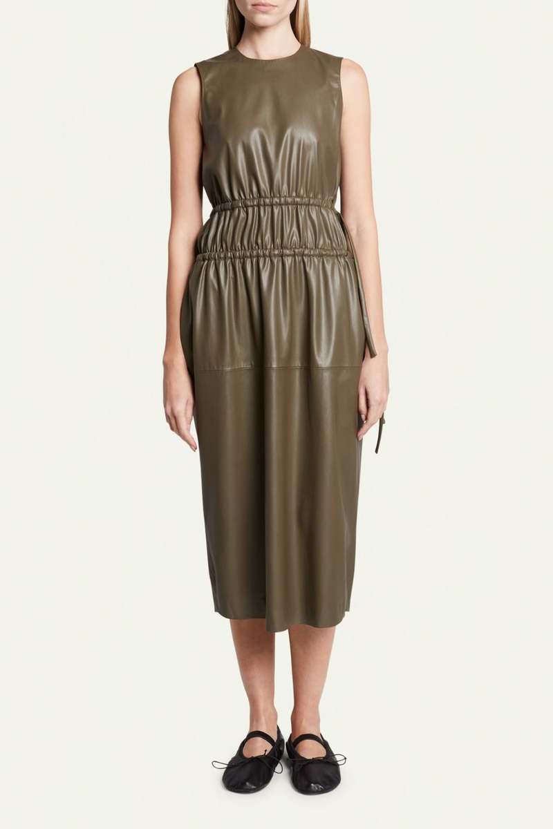 Proenza Schouler White Label Faux Leather Tank Top Dress - Wood | Garmentory Proenza Schouler White Label Faux Leather Tank Top Dress - Wood | Garmentory