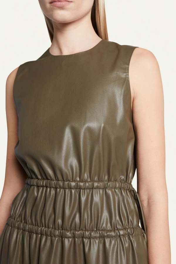 Proenza Schouler White Label Faux Leather Tank Top Dress - Wood | Garmentory