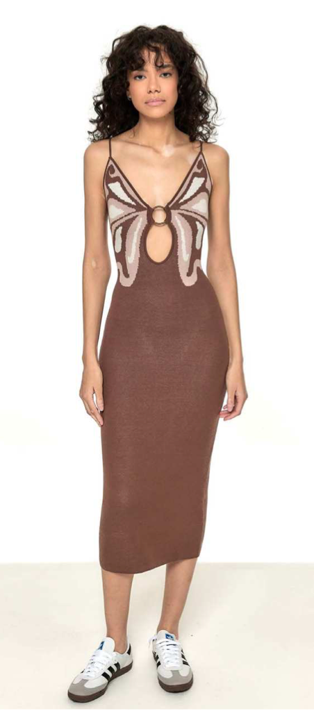 Shop Homme Femme Inc. Butterfly Knit Midi Dress