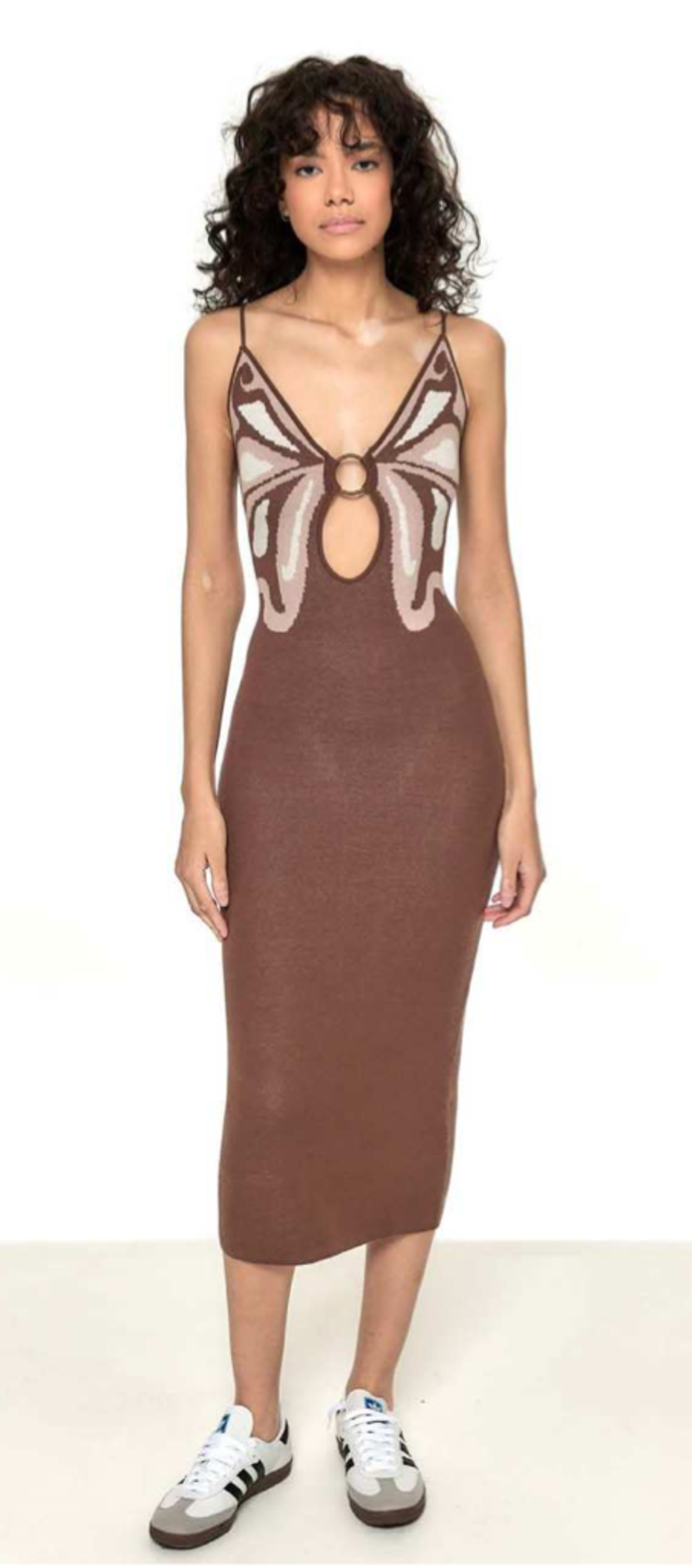 brown tiny yard butterfly midi dress DAZY Elegant Solid Color Asymmetric Ruched Butterfly Decor Fishtail Midi Dress For Women, Autumn Wedding Guest Dress Sundress