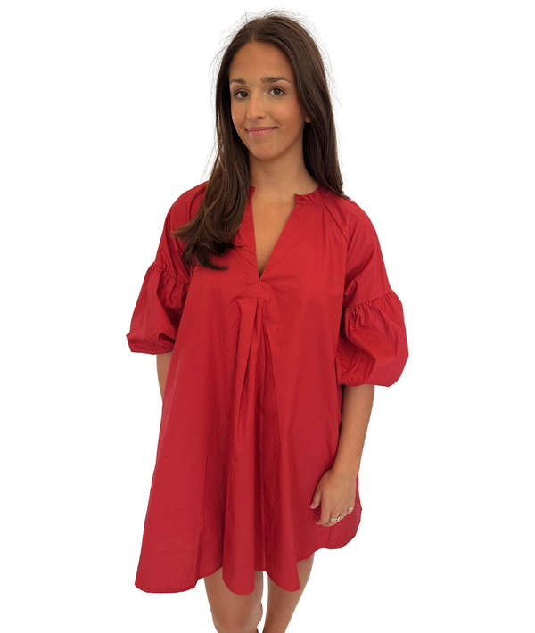 strapless open back dress Women Plus Size Solid Red V-Neck Flutter Sleeve Georgette Zipper-Up Flared  Wrap Mini Dress main image 0