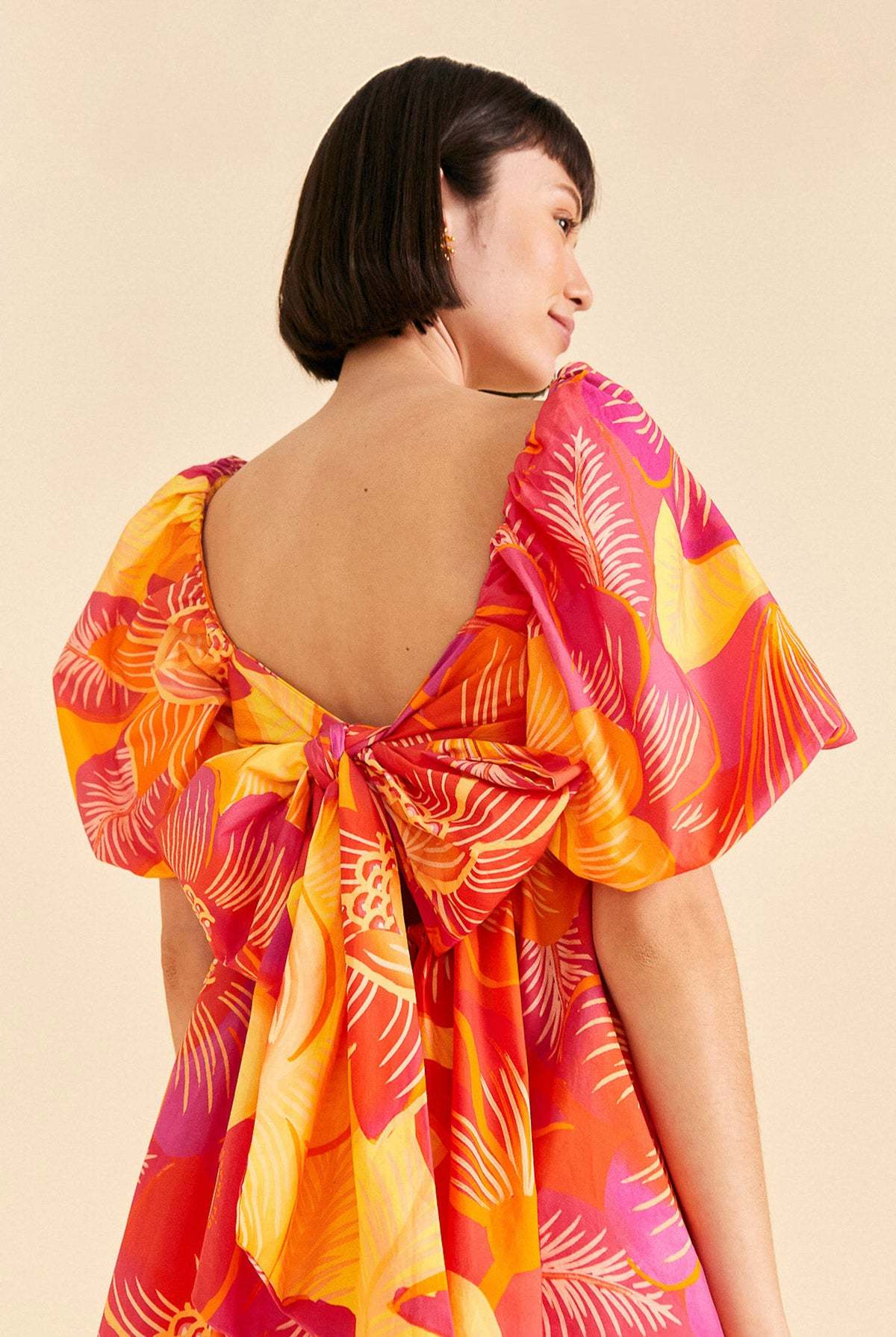 knee length dresses for ladies Red Summer Foliage Mini Dress – FARM Rio main image 0