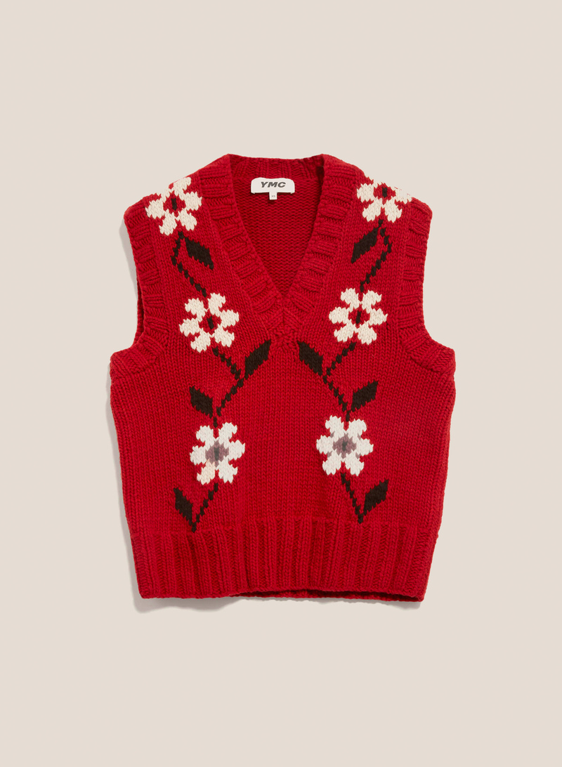 YMC Heidi Flower Vest - Red | Garmentory