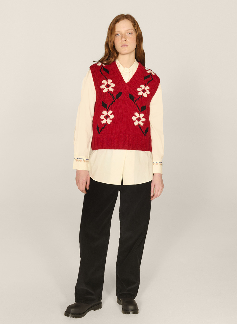 YMC Heidi Flower Vest - Red | Garmentory