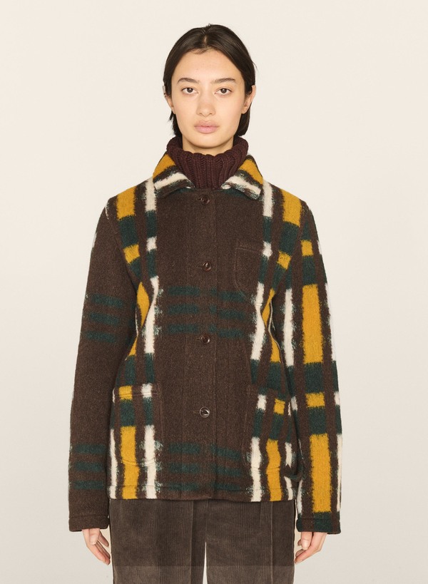 YMC Labour Chore Blanket Wool Jacket - Brown Multi | Garmentory
