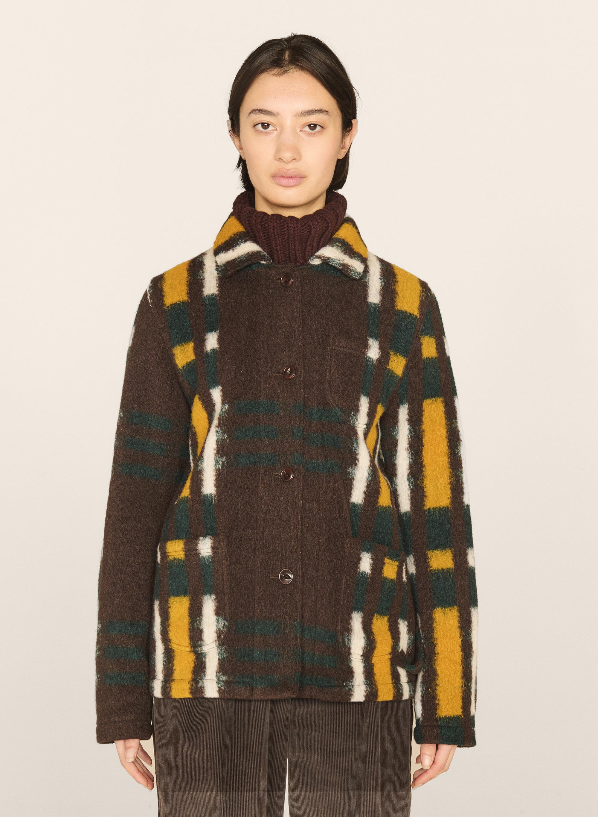 YMC Labour Chore Blanket Wool Jacket - Brown Multi | Garmentory