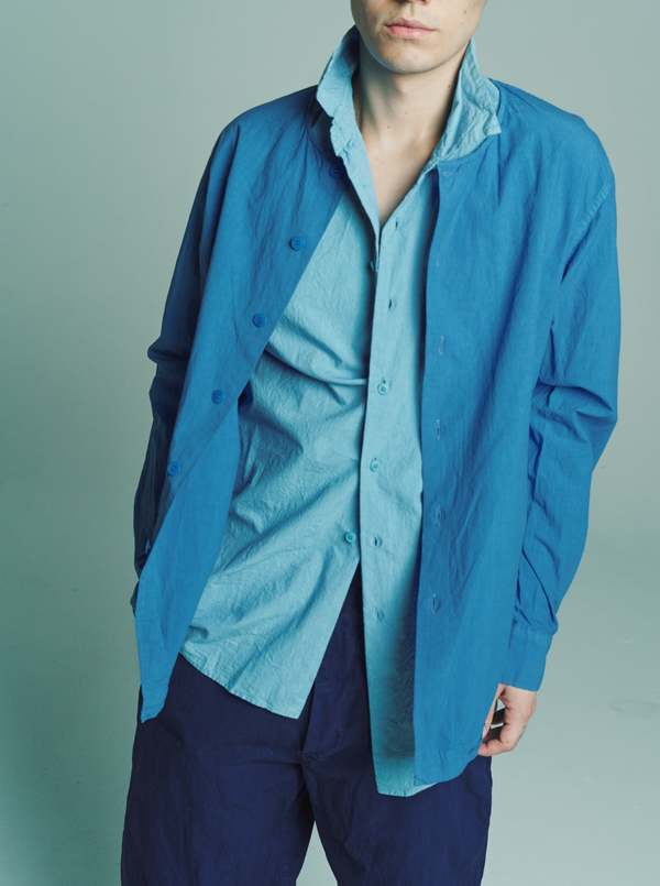 Casey Casey Double Dyed Verger Shirt - Azur | Garmentory