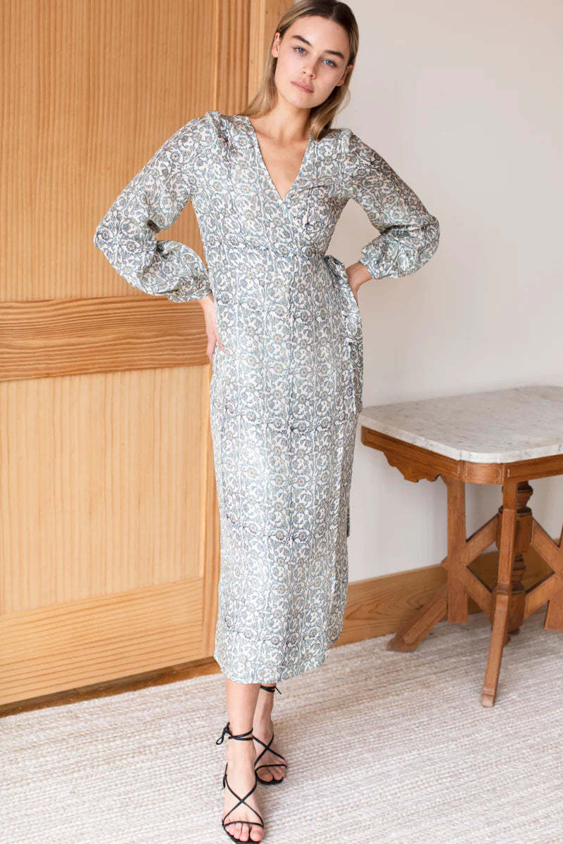 Emerson Fry Bishop Sleeve Dress - Cypress Satin | Garmentory Emerson Fry Bishop Sleeve Dress - Cypress Satin | Garmentory