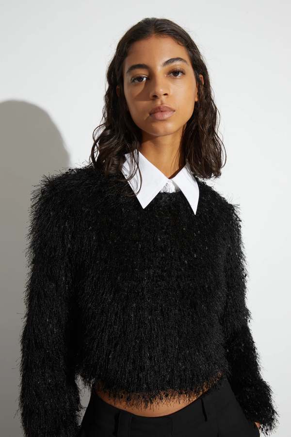 Saint Art Greta Feather Top - Black | Garmentory
