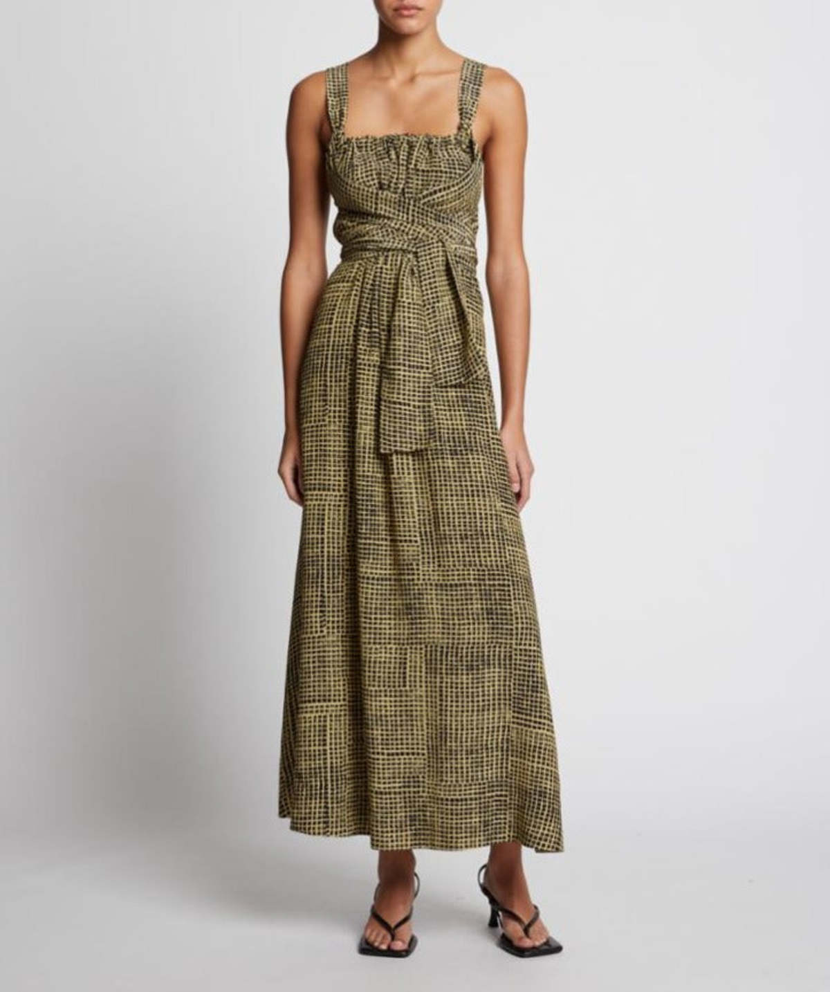Proenza Schouler Flou Wrap Dress - Black/Matcha Green | Garmentory